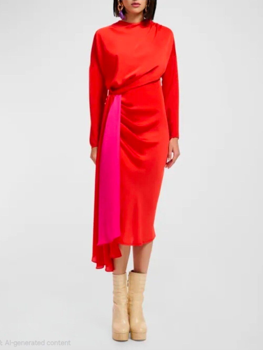 Essetiel Antwerp Estelle Drape Detail Midi Anthropologie Color block 42/12